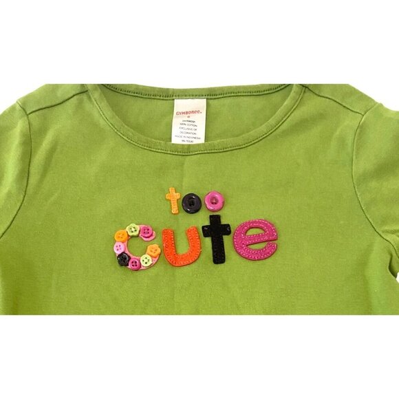 Gymboree Girls Size 6 Long Sleeve "Too Cute" Green Shirt - Picture 2 of 4